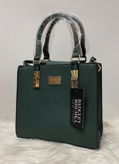 Vist Large View of Product Image Which is Used Badgley Mischka Large Leather Handbag