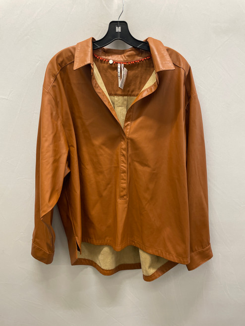 Used Brown Anthropologie Short Light Faux Leather Jacket XL-16 60137-S000079627 Vist Large View of Product Image Which is Used Brown Anthropologie Short Light Faux Leather Jacket XL-16