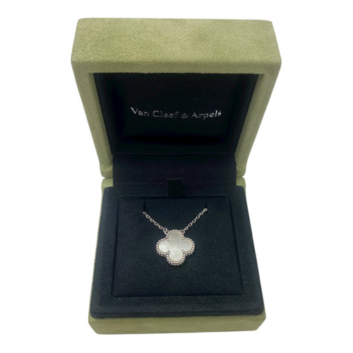 Vist Large View of Product Image Which is Van Cleef & Arpels Mother Of Pearl Vintage Alhambra Pendant Necklace