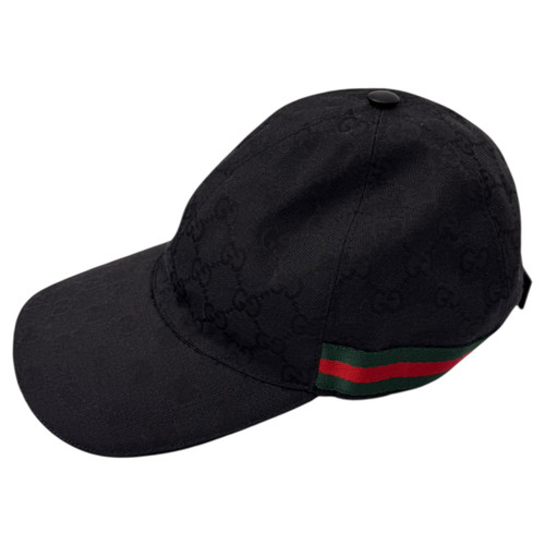 Vist Large View of Product Image Which is Used Gucci Mens Black Monogram Ball Cap