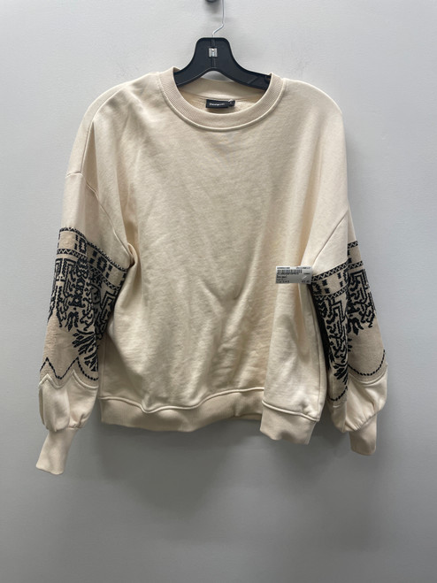Vist Large View of Product Image Which is Used Beige with Patterned Sleeves Desigual Sweatshirt S-4/6