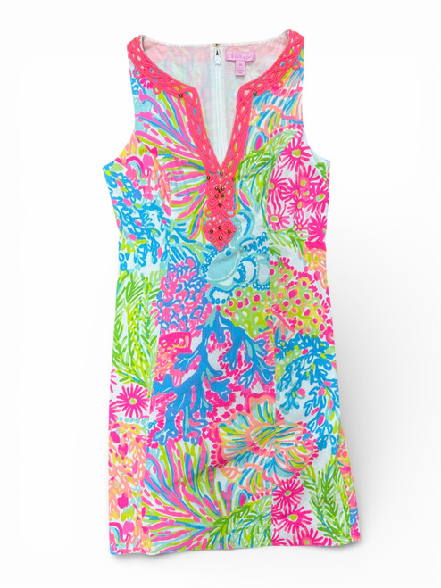 Vist Large View of Product Image Which is Gently Used Lilly Pulitzer Lovers Coral Ryder Shift Dress