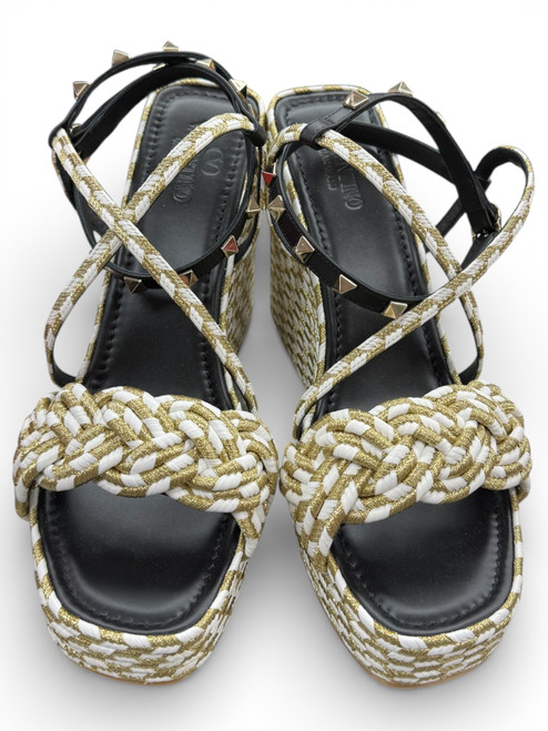 Vist Large View of Product Image Which is NWT Valentino Rockstud Braid 5.5in. Wedges Size 9.5