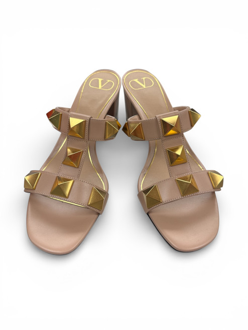 Vist Large View of Product Image Which is NWT Valentino Roman Gold Stud 3 in. Heels Size 8