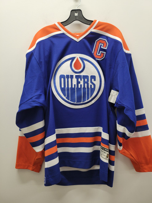 Vist Large View of Product Image Which is Used  Blue Oilers Jersey Mens Long Sleeve Top S/14-14.5