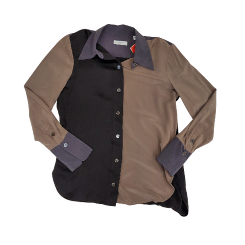 Vist Large View of Product Image Which is Used Equipment Brown Silk Long Sleeve Top S-4/6