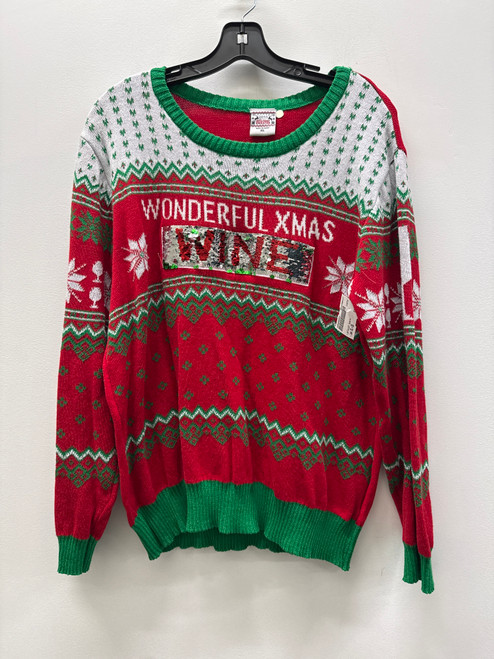 Vist Large View of Product Image Which is Used Red Green Sparkle Holiday  Lightweight Sweater XL-16