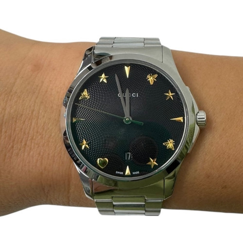 Vist Large View of Product Image Which is Used Gucci G-Timeless Silver Watch