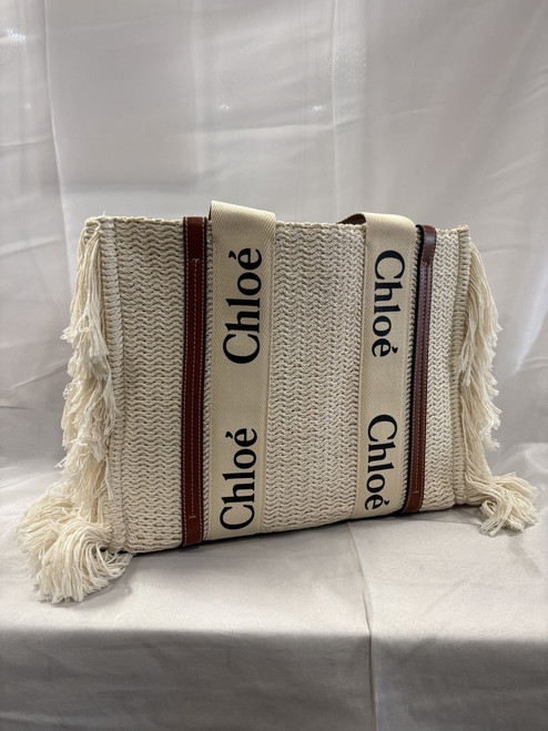 Vist Large View of Product Image Which is Used Chloé Woody Fringe Tote Bag