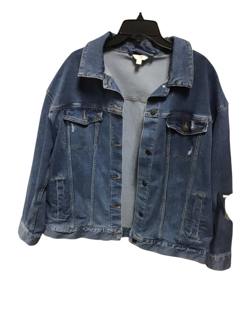 Vist Large View of Product Image Which is Used Terra & Sky Denim Jacket 1X-18