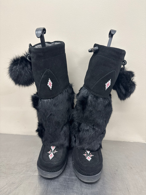 Vist Large View of Product Image Which is Used Black Snowy Owl Manitobah Tall Boots 6