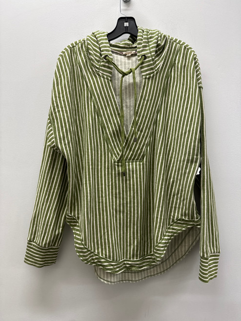 Vist Large View of Product Image Which is Used Green Stripe Anthropologie Wharfside Pilcro Hooded Sweatshirt M-8/10
