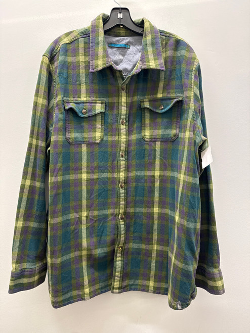Vist Large View of Product Image Which is Used Green Plaid The North Face Mens Long Sleeve Top 2X/18-18.5