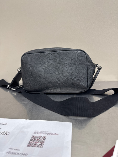 Vist Large View of Product Image Which is Used Black Gucci Jumbo Messenger / Crossbody Handbag