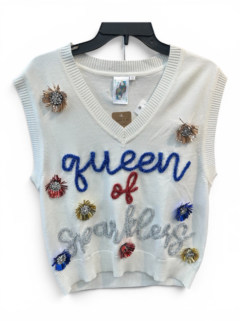 Vist Large View of Product Image Which is NWT Queen of Sparkles Red White and Blue Sweater Vest