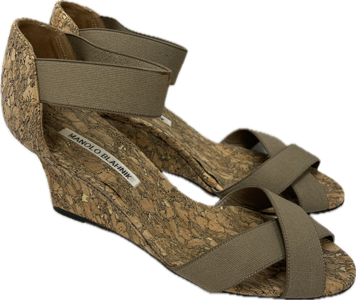 Vist Large View of Product Image Which is Manolo Blahnik Wedge Sandals 8.5