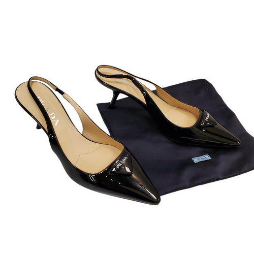 Vist Large View of Product Image Which is Used Prada Patent Leather Slingback low heels 37 / 7