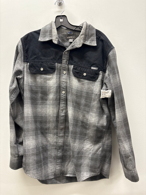 Vist Large View of Product Image Which is Used Eddie Bauer Mensblack/grey check  Long Sleeve Top M/15-15.5