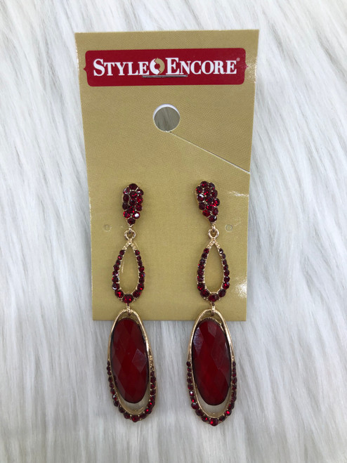 Vist Large View of Product Image Which is Used Red Stone Earrings