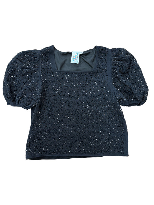 Vist Large View of Product Image Which is Gently Used Queen of Sparkles Embellished Short Sleeve Blouse