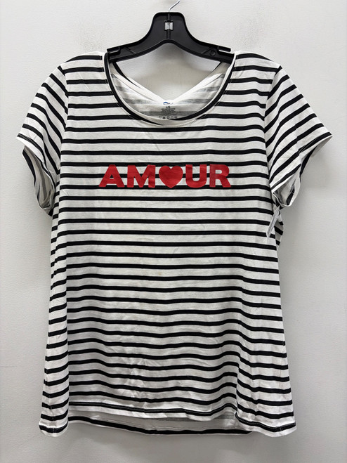 Vist Large View of Product Image Which is Used Black and White Stripe BTS Amour T-Shirt L-12/14