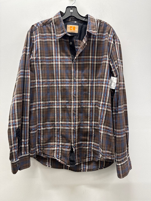 Vist Large View of Product Image Which is Used Brown Plaid BOSS Orange Mens Long Sleeve Top L/16-16.5
