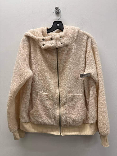 Vist Large View of Product Image Which is Used Cream Anthropologie Porridge Gillian Short Light Faux Shearling Jacket M-8/10