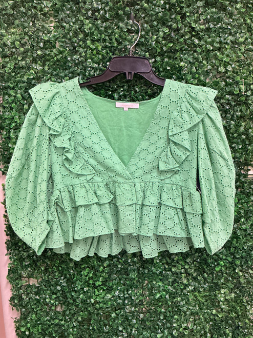 Vist Large View of Product Image Which is Used Olivaceous Short Sleeve Top S-4/6