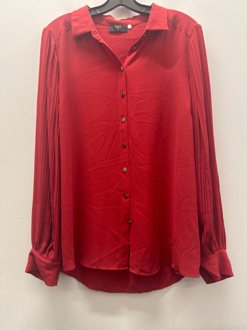 Vist Large View of Product Image Which is Used BTS Red Tahari Long Sleeve Top S-4/6