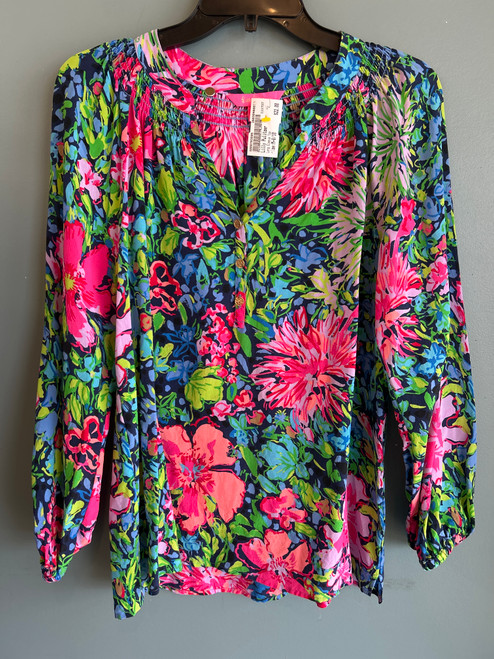 Vist Large View of Product Image Which is Used Lilly Pulitzer Long Sleeve Silk Top M-8/10