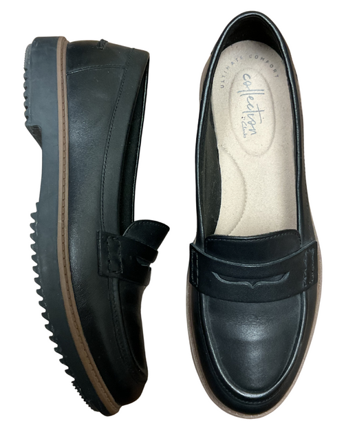 Vist Large View of Product Image Which is Gently used black Clarks loafers