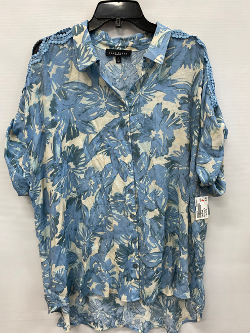 Vist Large View of Product Image Which is Used Como Black Short Sleeve Top 1X-18