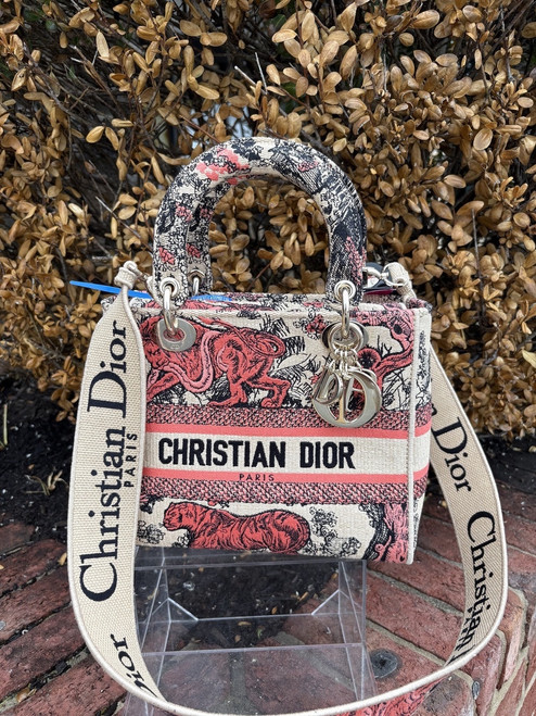 Vist Large View of Product Image Which is Used Christian Dior Lady D-Lite Embroidered Handbag