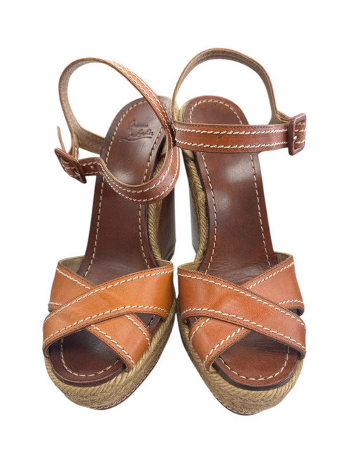 Vist Large View of Product Image Which is Gently Used Christian Louboutin Almeria 120 Wedge Sandal 6.5