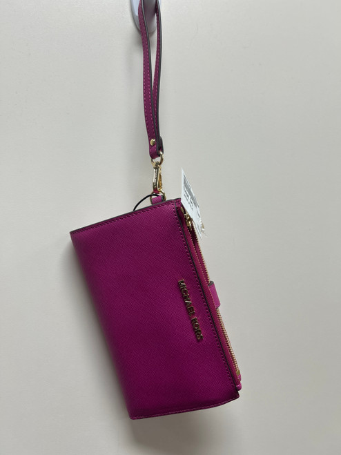 Vist Large View of Product Image Which is Used Michael Kors Leather Wristlet