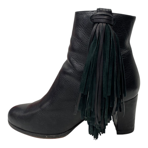 Vist Large View of Product Image Which is Used Christian Louboutin Jimmynetta Calfskin Leather Fringe Ankle Boots 7