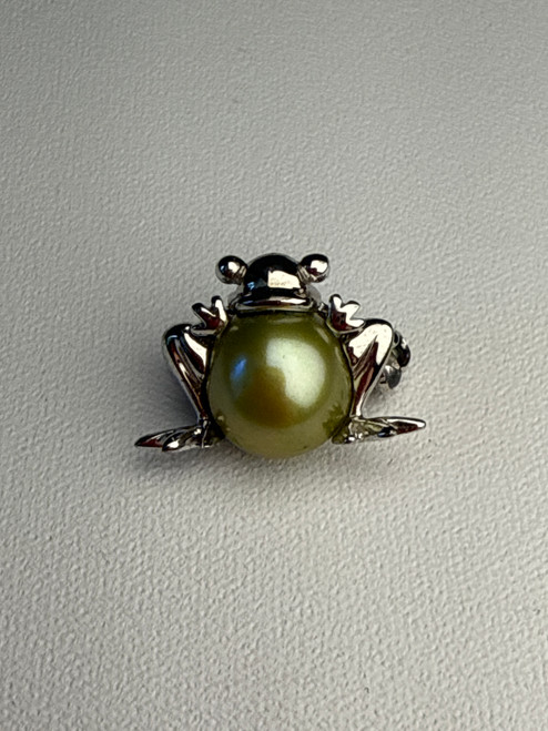 Vist Large View of Product Image Which is Used Sterling & Pearl Frog Pin