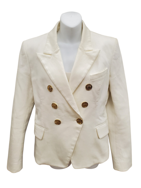 Vist Large View of Product Image Which is Used Balmain White Denim Blazer M-8/10