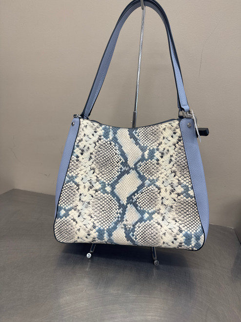 Vist Large View of Product Image Which is Used blue KATE SPADE Blue Snakeskin Triple Compartment Leila Bag Leather Hobo Snake Bag