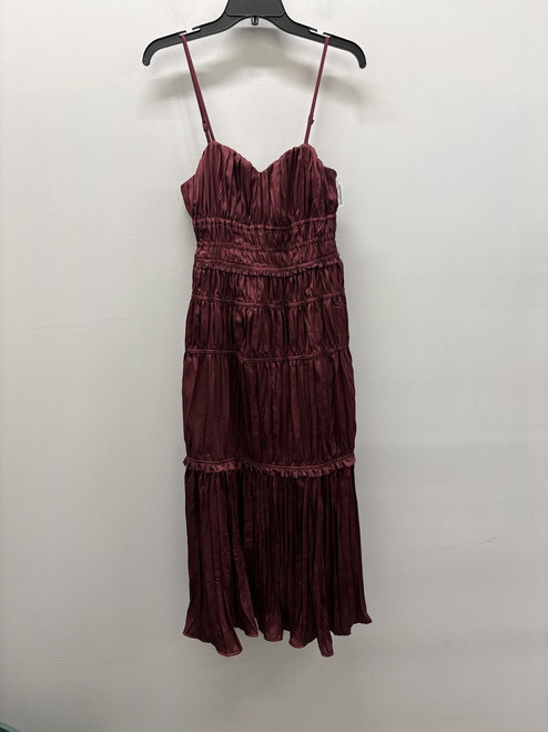 Vist Large View of Product Image Which is Used Burgundy The Skinny Dress Forum Rusched Long Dress B S-4/6