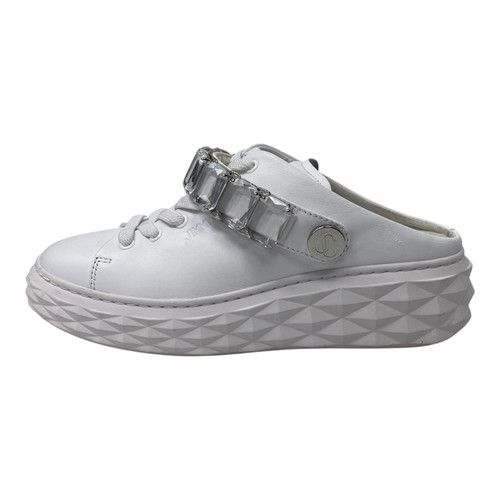 Vist Large View of Product Image Which is Used Jimmy Choo Diamond Sling White Nappa Leather Slipper Trainers 8
