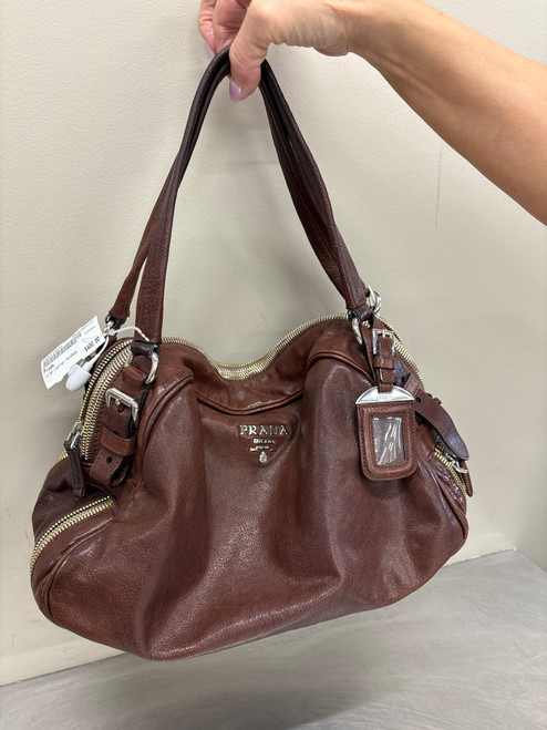 Vist Large View of Product Image Which is Used Prada Large Leather Brown lHandbag