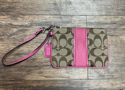 Vist Large View of Product Image Which is Used Coach Leather Wristlet