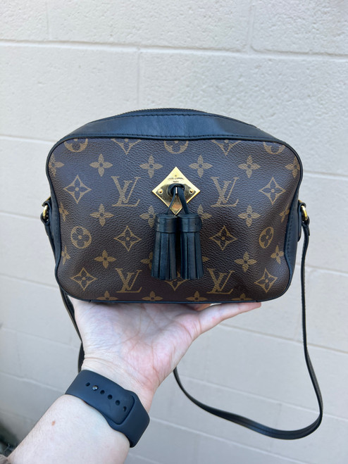 Vist Large View of Product Image Which is Used Louis Vuitton Saintonge Crossbody (Monogram with Black Leather + Tassel) —