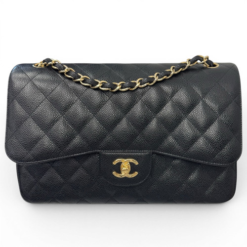 Vist Large View of Product Image Which is Used Chanel Classic  Medium Double Flap in Black Caviar Leather