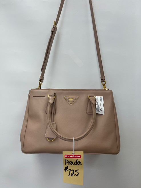 Vist Large View of Product Image Which is Luxury Event Used Prada Large Leather Handbag