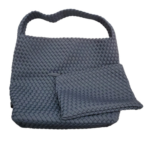 Vist Large View of Product Image Which is Used Naghedi Navy Medium Nomad Neoprene Woven tote Handbag