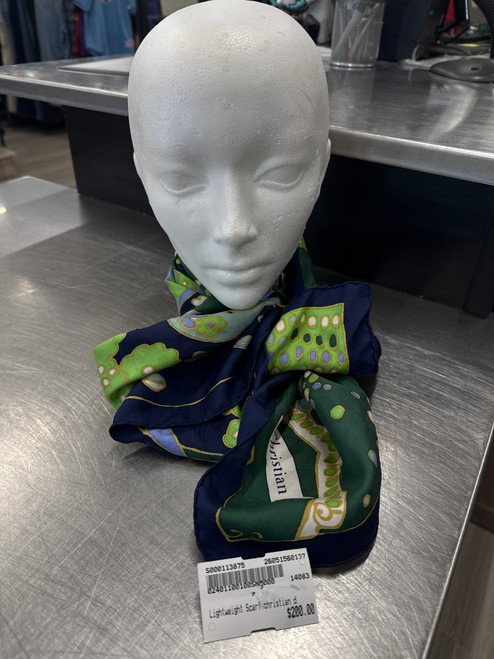 Vist Large View of Product Image Which is Used Green/Navy Christian Dior Silk Scarf
