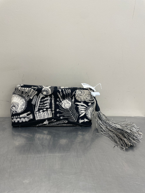 Vist Large View of Product Image Which is Used Black & White Leather Tapestry Dries Van Noten Small Handbag