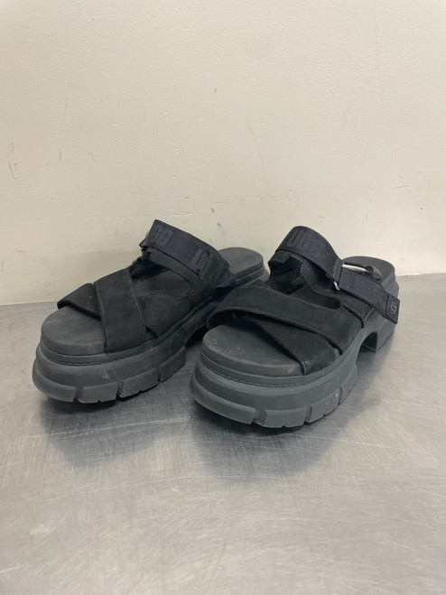 Vist Large View of Product Image Which is Used Black Ugg Australia Wedge Sandals 8.5